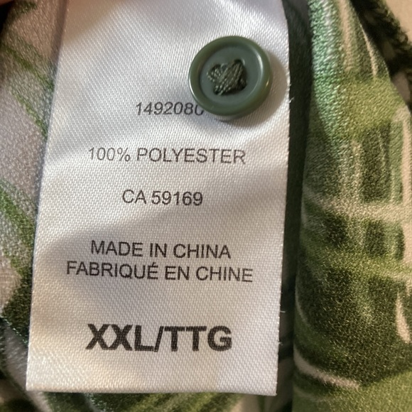 Mario Serrani white tank top with leave pattern in green shades - Picture 4 of 4